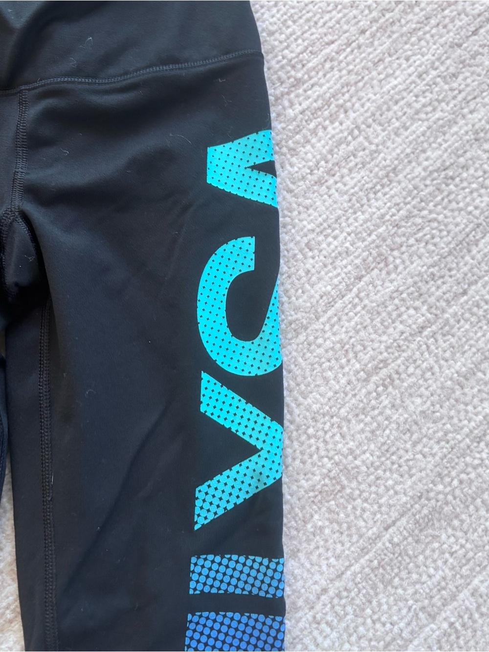 Victoria's Secret VSX Black Leggings with Bright Blue Side Logo - Picture 2 of 10